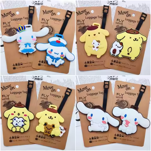 Sanrio Cinnamoroll Luggage Tag Pompompurin Lovable Cartoon Suitcase Anti-loss Identification Card Bo