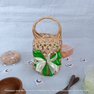 (TL8) (Ramadhan Series) Round Bamboo Snack Bag D.16cm Ribbon | Hamper bag | T-SHIRT | Bamboo Woven B