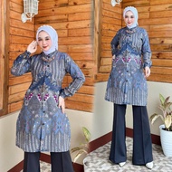 Tunik Kancing Depan Busui - Atasan Tunik Batik Wanita Jumbo Terbaru Mewah - Baju Batik Wanita