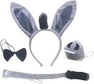 Grey Donkey Fancy Costume set Ears Headband Nose Tail Bow Tie Paws Tutu Skirt Animal Cosplay Outfit 