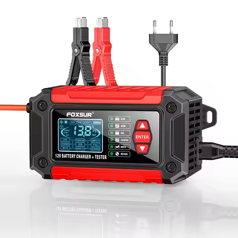 FOXSUR Car Battery Charger 12V 6A FTC-1206 Motorcycle Truck AGM LiFePO4 Lead Acid Batteries Maintain