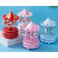 Huruon Carousel Music Horse Box Music Box Cute Carousel Toy Children Baby Games Plastic Cake Decorat