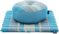Leewadee Meditation Cushion Set – 1 Small Zafu Yoga Pillow and 1 Small Roll-Up Zabuton Mat Filled with Kapok