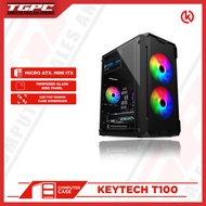 TGPC / KEYTECH T100 Tempered Glass Side Mesh Front Panel Case | Keytech K6 Case With PSU MICRO ATX,M