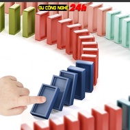 Đồ chơi đoàn tàu xếp domino tự động domino xe lửa domino hình thú đồ chơi thả domino đáng yêu có nhạ