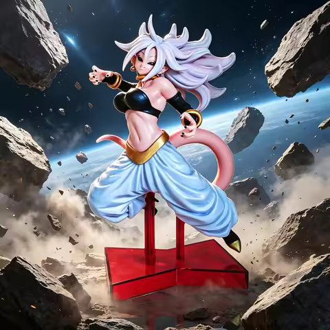 22cm/8.66in Anime Dragon Ball Buu Android 21 Anime Movie Version Figurine Ornament Model Desktop Dec
