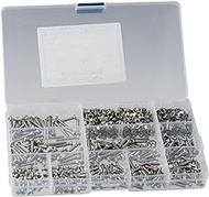 FEIYING 810Pcs M3 Phillips Pan Head Machine Screws Bolts and Nuts Washers Assortment Kit, 304 Stainless Steel Metric Bolt Assortment with Storage Box (4/6/8/10/12/14/16/18/20 mm)