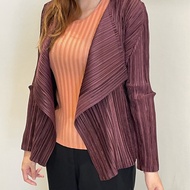 ▪️富貴選物FUGUEI▪️PP 三宅一生 紅棕色 類海帶緞面光澤長袖外套