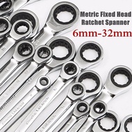 KingD 6mm-32mm Steel Metric Fixed Head Ratchet Spanner Gear Wrench Hand Nut Tools