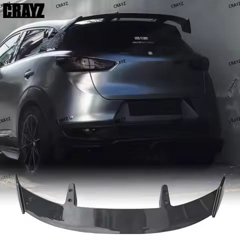 Use For Mazda CX-3 2014 - 2024 Spoiler ABS Plastic Carbon Fiber Look Hatchback Roof Rear Wing Body K