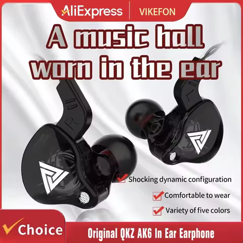 Original QKZ AK6 In Ear Earphone 6 Dynamic Driver Unit Headphone With Mic Stereo Sports HIFI Subwoof
