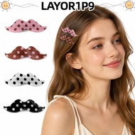 LAYOR1P9 Beard Shape Hair Clips, Korean Y2K Bangs Clip, Fashion Polka Dot 4Colors Acrylic Snap Clip 