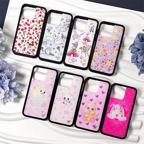 Wildflower Flowers Plants Bear Phone Case for iPhone 17 16 15 14 13 12 Pro Max 16Plus WF Fashion Ani