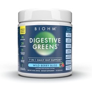 BIOHM Digestive Greens, Green Superfood Powder (7.4 Oz, 30 Servings) Immune & Gut Health Support wit