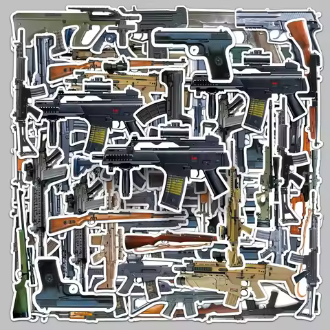 50PCS Military Style Gun Handbook Sticker Mobile Phone Laptop Guitar Skateboard Luggage Waterproof D