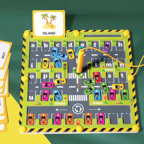 Magnetic Car Alphabet Maze Montessori Toys ABC Conginition Early Education Toys Preschool Word Learn