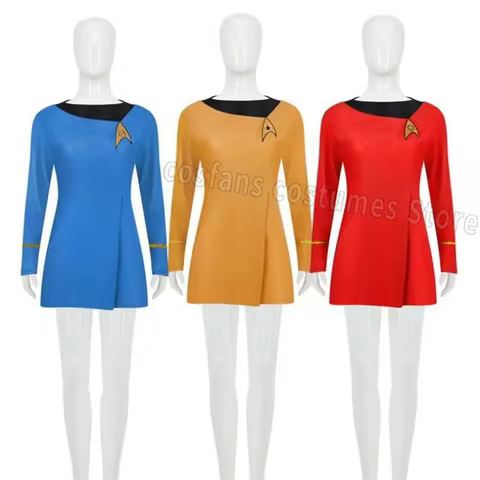 Star Cosplay Trek Responsibility Uniform TOS Red Yellow Blue Dress Cosplay Costume Party Halloween W
