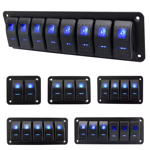 Universal Marine Boat 2/3/4/5/6/ 8 Group Rocker Switch Panel 5-pin Switches for 12V/24V Cars Trailer