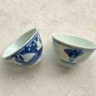 中國 清三代青花瓷寫意人物花草杯│ 封蠟章落款 含蓄典雅