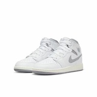 《全新含鞋盒》NIKE AIR JORDAN 1 MID"NEUTRAL GREY" 白灰 大童鞋 554725-135 24.5CM