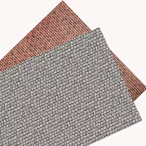 5pcs/10pcs Simulation Street Ground Sticker Model Kits Diy Mini Scene Wall Brick Paper Sticker Mater