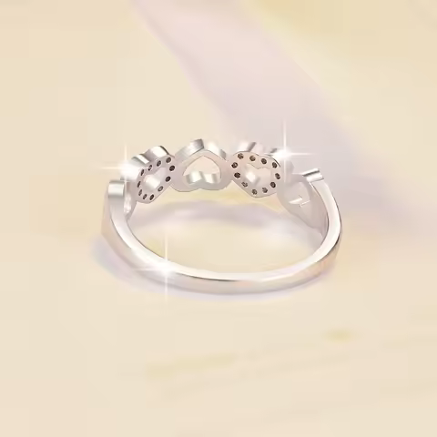 Heart-Shaped Open Ring Women's 0.15ct Moissanite PT950 Platinum - Durable PT950 platinum, versatile
