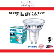 PHILIPS Glass Light Bulb 4.6W/50W GU10 Essential LED Spot (Warm White 2700K) (Yellow Light) Mentol GU10 (Cahaya Kuning)