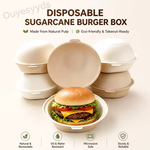 50pcs Compostable Paper Pulp Takeout Box Round For Burger Souffle Tiramisu Pastry Dessert Bakery Pac