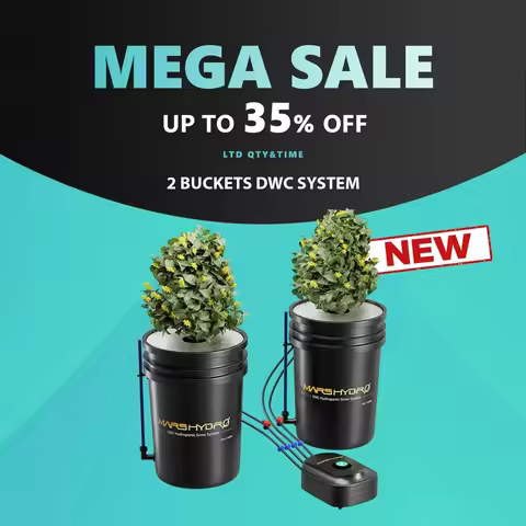 5-Gallon DWC Hydroponic System Kit with 2 Buckets and PH & TDS Meter