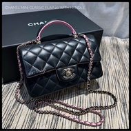 (正貨銅鑼灣店）Chanel Mini Classic flap 20 with handle bag 黑色迷你手袋