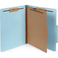 10 Blue Classification Folders - 1 Divider - 2 Inch Tyvek Expansions - Durable 2 Prongs, for Medical