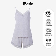 Đồ bộ mặc nhà nữ iBasic cotton hai dây phối ren – HOMY050
