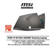 MSI Laptop THIN 15 AI B13UC-3604MY (i7-13620H/16GB/512GB SSD/15.6" FHD 144HZ /4GB RTX 3050/ W11/BAG/