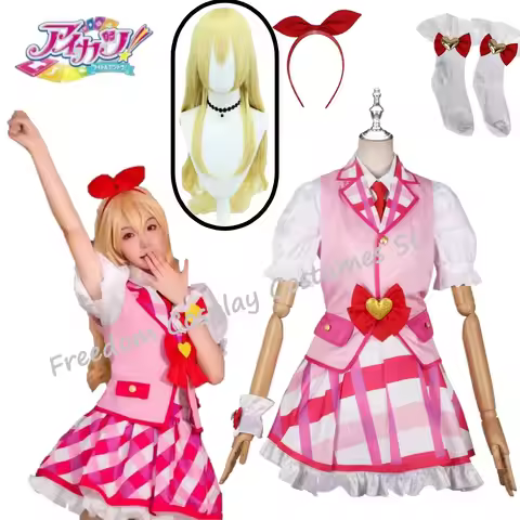 Anime Aikatsu! Cosplay Hoshimiya Ichigo Cosplay Costume Lolite Dress Hoshimiya Ichigo Wig Hairband W