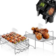 Air Fryer Baking Rack Air Fryer Stainless Steel Holder BBQ Rack Air Fryer Rack Compatible with Ninja