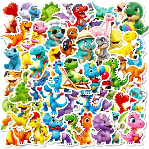56/112PCS Cartoon 3D Dinosaur Graffiti Stickers Cute Dinosaur Decoration Stationery Notebook Reward 