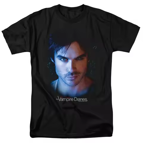 Popfunk The Diaries Damon Ian Somerhalder T Shirt Stickers cotton tshirt men summer fashion t-shirt 