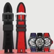 28mm Nubuck Nylon Leather Belt Soft Rubber Back Watch Band Accessories For Roger Dubuis Strap EXCALI