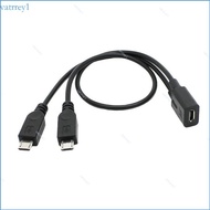 VAT1 Micro USB Female to 2 Micro USB Male Splitter Cable Extension Wire 30cm 12inch