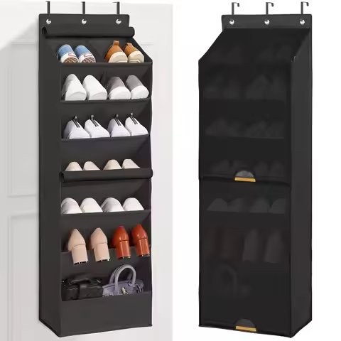 7 Layers Cloth Hanging Shoe Rack, Portable Dustproof Over Door Shoe Organizer, Space Saving Storage 