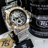 Jam Tangan Pria T5 3723 Chronograph dan Tanggal Aktif Waterproof Rantai Stainless Steel