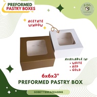 [10 pcs] 6x6x3in Preformed Cake Box w/ Acetate Window
