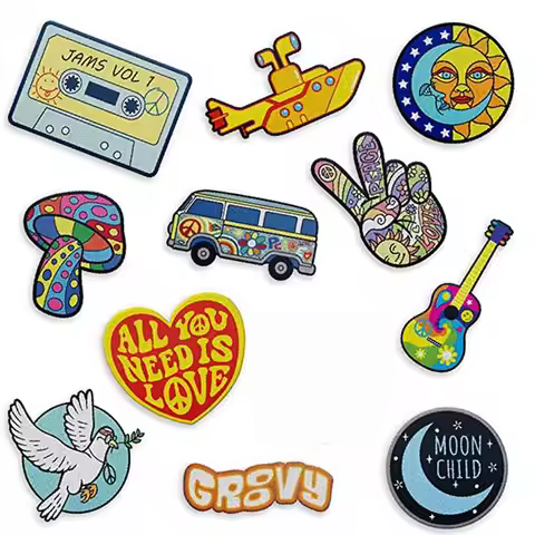 No War Embroidered Peace And Love Iron On Moon Clothes Patches for Clothing Antiwar Michael Jackson