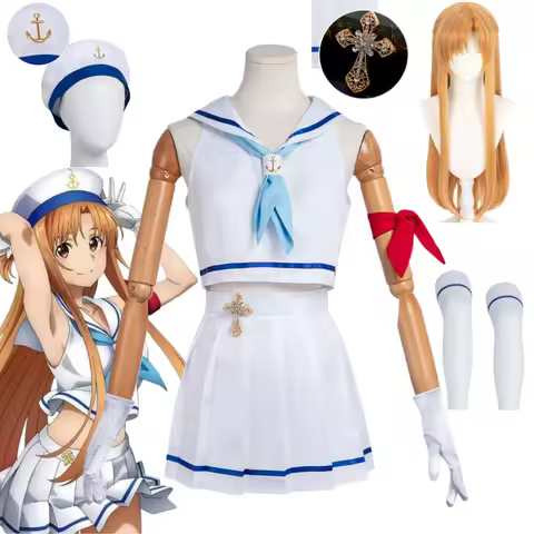 Asuna Cosplay Anime Yuuki Asuna Costume Yuki Asuna Sailor Uniform Carnival Halloween Comic Animation