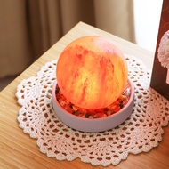 小玫瑰圓球 鹽燈 I 清水模 招財進寶底座(含七彩石)