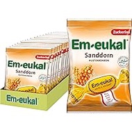 Em-eukal Cough Drops Sea Buckthorn, Sugar Free &amp; Lactose Free, Lozenges with Vitamin C, No Sugar - 20 x 75 g