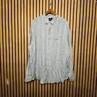 TOMMY BAHAMA STRIPED VINTAGE BUTTON POLO NECK SHIRT TSHIRT LONG SLEEVE BLUE 2XT 29x34