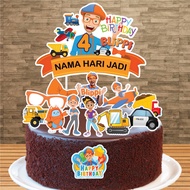 Blippi Birthday Cake and Cupcake Topper Decoration add Name and Age, Hari Jadi Kek Hiasan