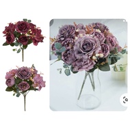 Artificial Flower Silk Roses & Hydrangea 5 head/Home deco/Gubahan bunga hiasan/Hiasan perkahwinan