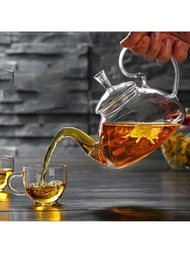 1入組 600ml/800ml/1000ml 水晶玻璃手工茶壺，耐高溫適用於瓦斯/電爐和陶瓷爐面，適用於泡茶、煮水